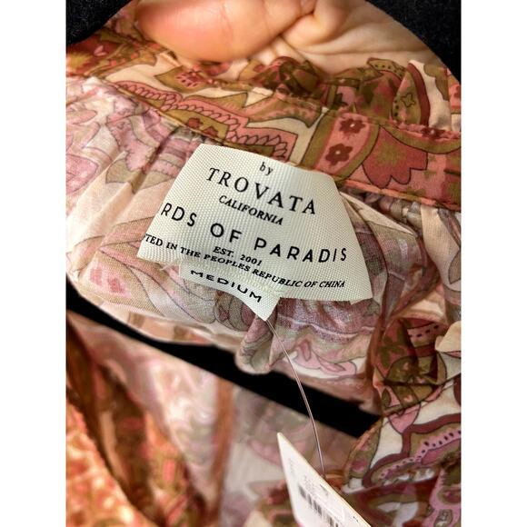 Trovata Birds of Paradis Clover Blouse Autumn Paisley size M medium - Picture 4 of 7